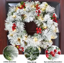 Christmas Wreath Flocked With LED Lights 20in 11 Christmas Wreath Flocked With LED Lights 20in -Christmas Decoration Shop 20 Christmas Wreath Flocked with LED Lights 5 result 600x596 1