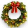 Christmas Lighted Wreath With Bow 20in