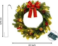 Christmas Lighted Wreath With Bow 20in -Christmas Decoration Shop 20 Christmas Wreath with Bow 6 result 600x477 1