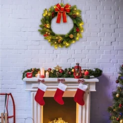 Christmas Lighted Wreath With Bow 20in -Christmas Decoration Shop 20 Christmas Wreath with Bow 7 result 1 600x600 1