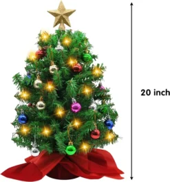 2pcs Artificial Mini Prelit Tabletop Christmas Tree Set 20in -Christmas Decoration Shop 20 Tabletop Christmas Tree with Decoration Kit 6 result 600x644 1