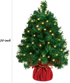 Prelit Mini Tabletop Christmas Tree 20in -Christmas Decoration Shop 20 Tabletop Mini Christmas Tree Prelit with 45 Clear LED Lights8 Light Modes 5 result 600x704 1