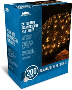 2x100 Warm White Christmas Net Lights 4x4ft -Christmas Decoration Shop 200 Incandescent Warm White Christmas Net Lights 5