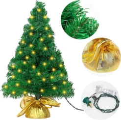 50 LED Tabletop Christmas Tree Pre Lit 22in -Christmas Decoration Shop 22 Prelit Table top Christmas tree Gold 4 result 600x592 1