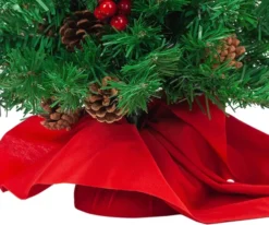 LED Warm White Tabletop Prelit Mini Christmas Tree 22in -Christmas Decoration Shop 22 Prelit Tabletop Christmas Tree with Holy Leaves amp Pine Cones 4 result 600x501 1