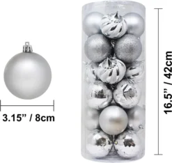 24pcs Silver Shatterproof Christmas Ball Ornaments 3.15in -Christmas Decoration Shop 24 Pcs Christmas Ball Ornaments Silver 4 result 600x569 1