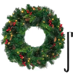 Pre Lit Artificial Christmas Wreath 24in
