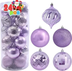 24pcs Lavender Christmas Ball Ornaments 3.15in 10 24pcs Lavender Christmas Ball Ornaments 3.15in -Christmas Decoration Shop 24Pcs Basic Christmas Ball Ornaments 3.15in Lavender 2 600x587 1