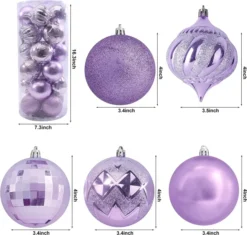 24pcs Lavender Christmas Ball Ornaments 3.15in 11 24pcs Lavender Christmas Ball Ornaments 3.15in -Christmas Decoration Shop 24Pcs Basic Christmas Ball Ornaments 3.15in Lavender 4 600x570 1