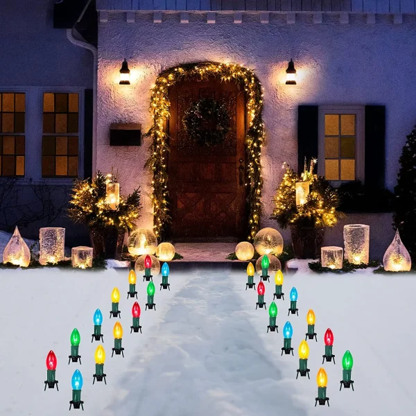 24pcs Multicolor Christmas Pathway Marker String Lights 3 24pcs Multicolor Christmas Pathway Marker String Lights