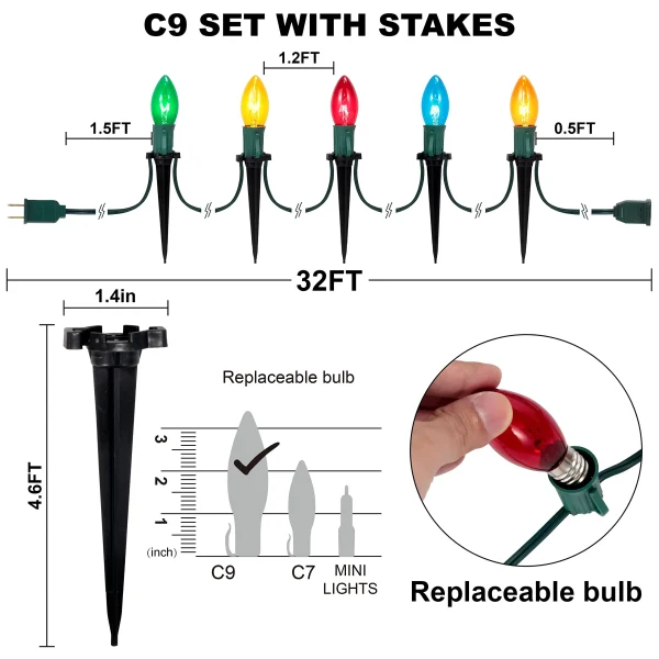 24pcs Multicolor Christmas Pathway Marker String Lights 6 24pcs Multicolor Christmas Pathway Marker String Lights - Image 4