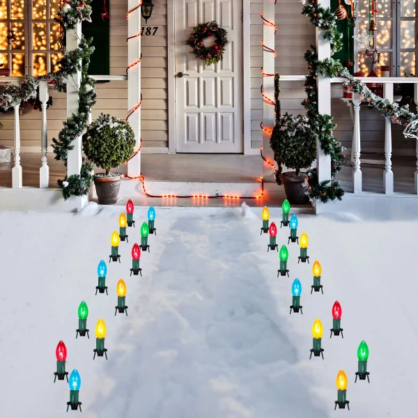 24pcs Multicolor Christmas Pathway Marker String Lights 8 24pcs Multicolor Christmas Pathway Marker String Lights - Image 6