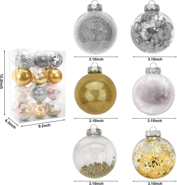 24pcs Gold Clear Plastic Christmas Ball Ornaments 6 24pcs Gold Clear Plastic Christmas Ball Ornaments - Image 4