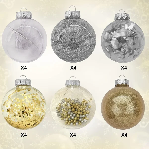 24pcs Gold Clear Plastic Christmas Ball Ornaments 7 24pcs Gold Clear Plastic Christmas Ball Ornaments - Image 5