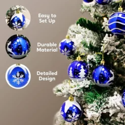 24pcs Blue And White Christmas Ball Ornaments -Christmas Decoration Shop 24pcs Blue and White Christmas Ball Ornaments 6 600x600 1