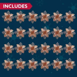 24pcs Rose Gold Christmas Poinsettia Flower Decorations 13 24pcs Rose Gold Christmas Poinsettia Flower Decorations -Christmas Decoration Shop 24pcs Rose Gold Christmas Poinsettia Flower Decorations 4 600x600 1