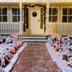 12pcs Thin Red Candy Cane Christmas Pathway Lights 28in -Christmas Decoration Shop 28 Christmas Candy Cane Pathway Marker thin red 7 result 600x600 1