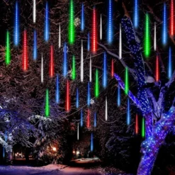 3x 8 Tubes (12in) Christmas Meteor Shower Rain Lights, Multicolor -Christmas Decoration Shop 288 LED Meteor Shower Rain Lights 8 Tubes 30cm Multicolor 3 Pack 2 result 600x600 1
