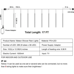 3x 8 Tubes (12in) Christmas Meteor Shower Rain Lights, Multicolor -Christmas Decoration Shop 288 LED Meteor Shower Rain Lights 8 Tubes 30cm Multicolor 3 Pack 4 result 600x600 1