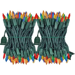 2x100 LED Multicolor Christmas Green Wire String Lights 26.25ft 11 2x100 LED Multicolor Christmas Green Wire String Lights 26.25ft -Christmas Decoration Shop 2Pcs 100 LED Christmas Multicolor Green Wire String Lights 26 1