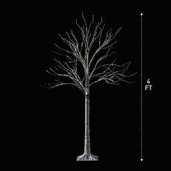 2x 4ft White Birch Tree With 64 LED Lights -Christmas Decoration Shop 2Pcs 64 LED White Birch Tree with Lights 4ft 4