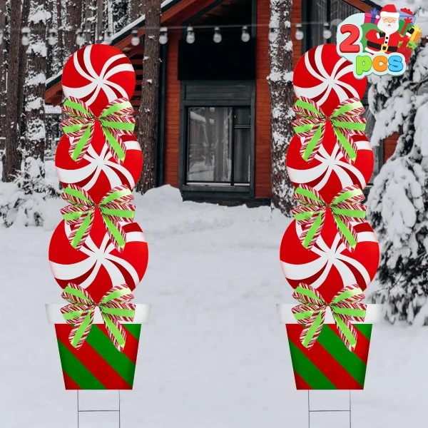 2pcs Outdoor Christmas Yard Signs With Stakes 3 2pcs Outdoor Christmas Yard Signs With Stakes