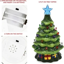 2pcs Pre Lit Ceramic Tabletop Christmas Tree 7in 13 2pcs Pre Lit Ceramic Tabletop Christmas Tree 7in -Christmas Decoration Shop 2Pcs Ceramic Christmas Trees 7in 2 1