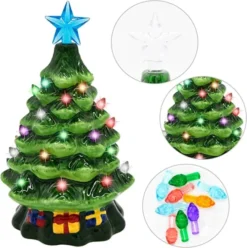 2pcs Pre Lit Ceramic Tabletop Christmas Tree 7in 10 2pcs Pre Lit Ceramic Tabletop Christmas Tree 7in -Christmas Decoration Shop 2Pcs Ceramic Christmas Trees 7in 3 600x602 1