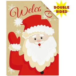 2pcs Welcome Burlap Christmas House Flags -Christmas Decoration Shop 2Pcs Christmas Burlap Welcome Flag 5