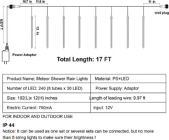 2x 8 Tubes (12in) Christmas Falling Rain Drop Icicle String Lights -Christmas Decoration Shop 2Pcs Christmas Falling Rain Drop Icicle String Lights 2 600x497 1