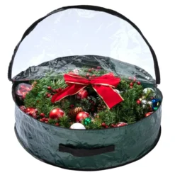 2Pcs Christmas Wreath Green Storage Bag With Clear Window -Christmas Decoration Shop 2Pcs Christmas Wreath Green Storage Bag with Clear Window 3 600x600 1