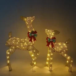 2pcs 130 LED Fabric Doe And Fawn Christmas Lights -Christmas Decoration Shop 2Pcs Fabric 4ft Doe and 3ft Fawn Gold 3 600x600 1