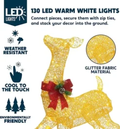 2pcs 130 LED Fabric Doe And Fawn Christmas Lights -Christmas Decoration Shop 2Pcs Fabric 4ft Doe and 3ft Fawn Gold 4 600x647 1