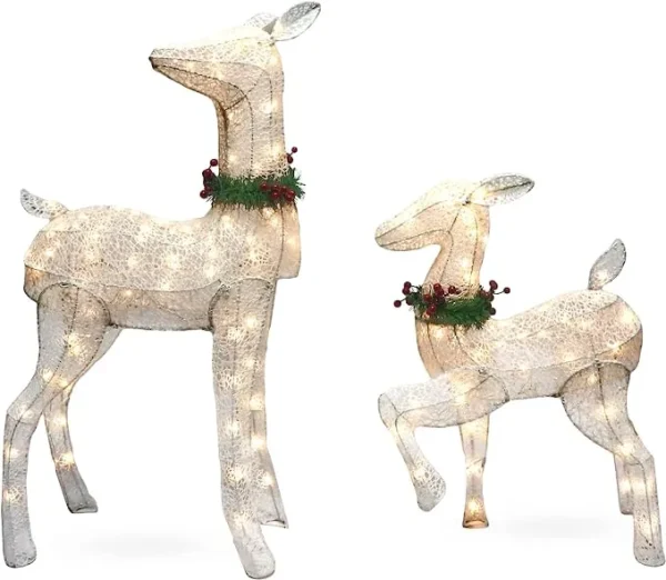 2pcs 130 LED Fabric Light Up Doe And Fawn 4 2pcs 130 LED Fabric Light Up Doe And Fawn - Image 2