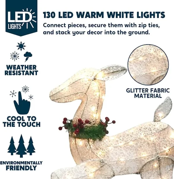 2pcs 130 LED Fabric Light Up Doe And Fawn 7 2pcs 130 LED Fabric Light Up Doe And Fawn - Image 5