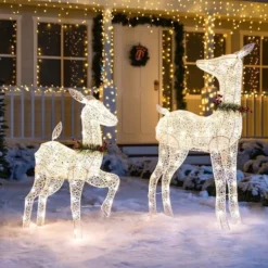 2pcs 130 LED Fabric Light Up Doe And Fawn