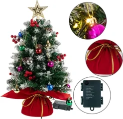 2pcs 50 LED Mini Tabletop Christmas Tree Prelit 24in -Christmas Decoration Shop 2Pcs Prelit Tabletop Christmas Tree 24in 4 1 600x584 1