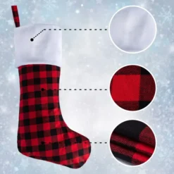 2pcs Red And Black Buffalo Plaid Christmas Stockings -Christmas Decoration Shop 2Pcs Red Jumbo Plaid Christmas Stockings 6 result 600x600 1