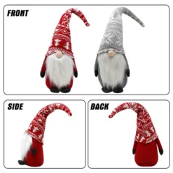 2pcs Red And Grey Swedish Santa Gnome Ornaments -Christmas Decoration Shop 2Pcs Red and Grey Christmas Plush Gnome 3 result 600x600 1