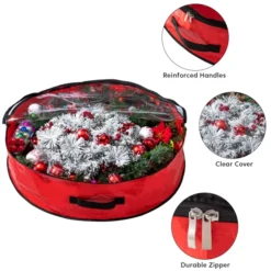 2pcs Red Wreath Storage Bags With Clear Window 24in -Christmas Decoration Shop 2pcs Red Wreath Storage Bags with Clear Window 24in 4 600x600 1