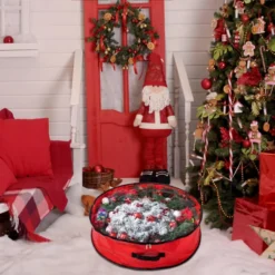 2pcs Red Wreath Storage Bags With Clear Window 24in -Christmas Decoration Shop 2pcs Red Wreath Storage Bags with Clear Window 24in 6 600x600 1