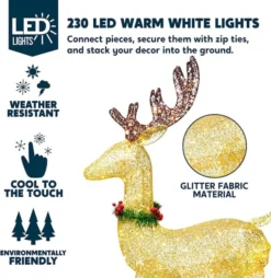 3Pcs Christmas Yard Lights 5ft Buck, 4ft Doe, 3ft Fawn With Wreath -Christmas Decoration Shop 3 Pcs LED Yard Lights Fabric 5ft Buck 4ft Doe and 3ft Fawn with Wreath Gold 4 600x618 1