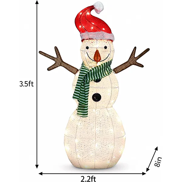 80 LED Cotton Snowman With Christmas Hat 3.5ft 7 80 LED Cotton Snowman With Christmas Hat 3.5ft - Image 5