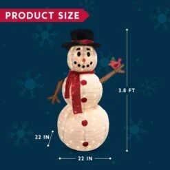 160 LED 3D Collapsible Snowman Yard Decoration Lighted -Christmas Decoration Shop 3.8ft LED Yard Lights Collapsible Snowman with Top Hat 7 600x600 1