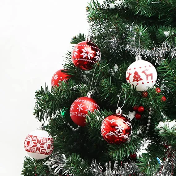 30pcs Red And White Christmas Ball Ornaments 3 30pcs Red And White Christmas Ball Ornaments