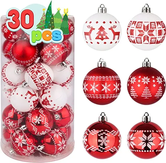 30pcs Red And White Christmas Ball Ornaments 4 30pcs Red And White Christmas Ball Ornaments - Image 2