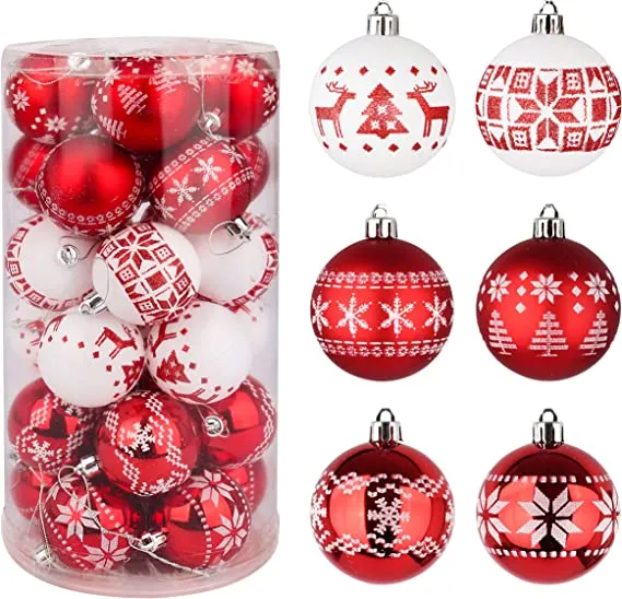 30pcs Red And White Christmas Ball Ornaments 5 30pcs Red And White Christmas Ball Ornaments - Image 3