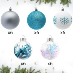 30pcs Blue, White And Silver Christmas Ball Ornaments -Christmas Decoration Shop 30Pcs Assorted Style Ball Ornaments Blue White Silver 3 2 result 1024x1024 1 600x600 1