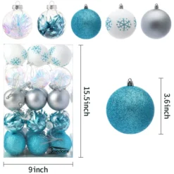 30pcs Blue, White And Silver Christmas Ball Ornaments -Christmas Decoration Shop 30Pcs Assorted Style Ball Ornaments Blue White Silver 3 4 result 600x600 1