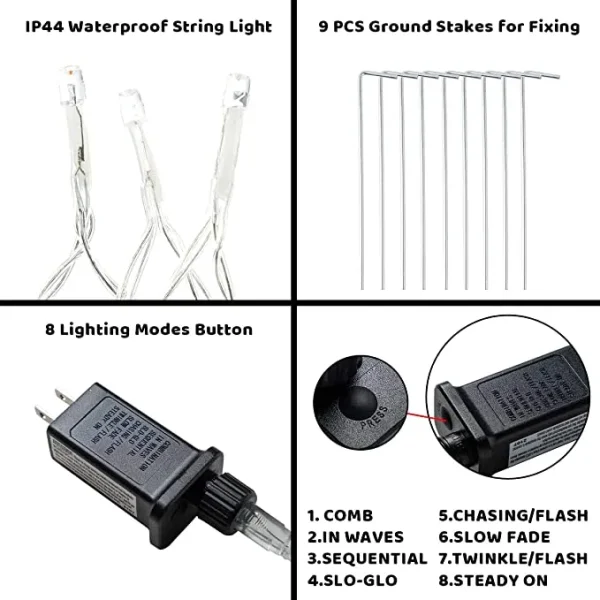 345 LED 8 Lighting Modes Waterfall Lights 16.4ft 7 345 LED 8 Lighting Modes Waterfall Lights 16.4ft - Image 5